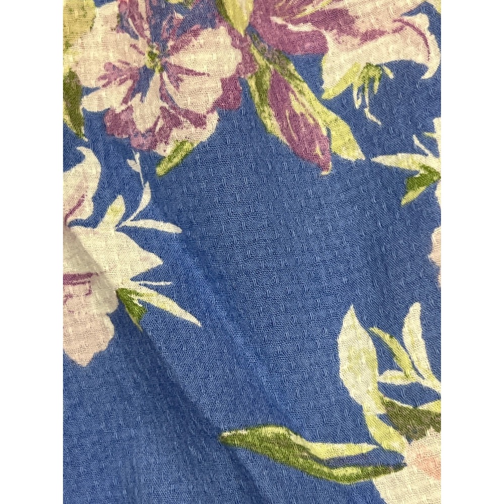 Adonna Sleepwear Nightgown House dress 1X Blue Floral Cotton Ruffle Pintuck Gown - Picture 7 of 8